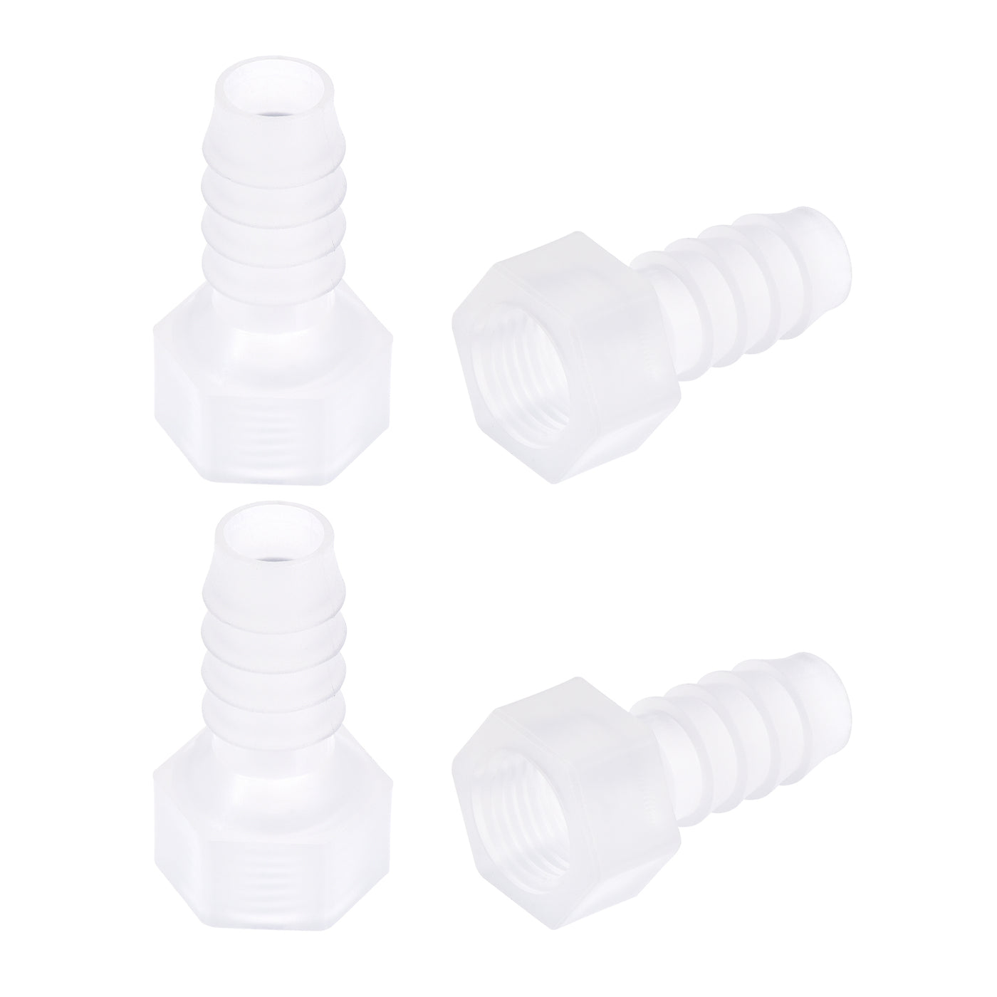 Uxcell Uxcell Polypropylene Hose Barb Fitting Coupler, 8mm Barb x G1/4 Female Thread Pipe Adapter, Translucent 4Pcs