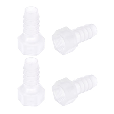 Harfington Uxcell Polypropylene Hose Barb Fitting Coupler, 8mm Barb x G1/4 Female Thread Pipe Adapter, Translucent 4Pcs