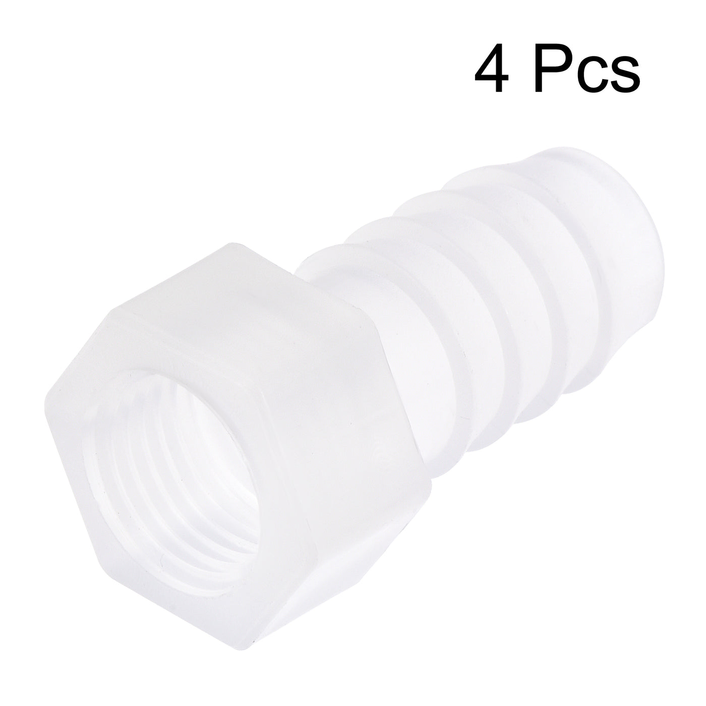 Uxcell Uxcell Polypropylene Hose Barb Fitting Coupler, 8mm Barb x G1/4 Female Thread Pipe Adapter, Translucent 4Pcs