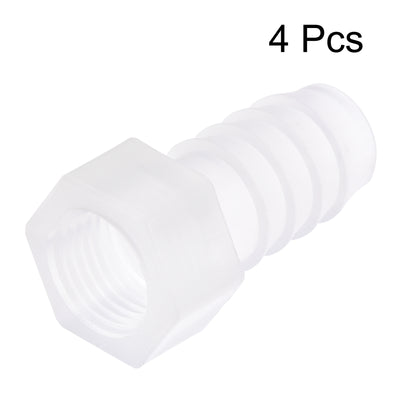 Harfington Uxcell Polypropylene Hose Barb Fitting Coupler, 8mm Barb x G1/4 Female Thread Pipe Adapter, Translucent 4Pcs