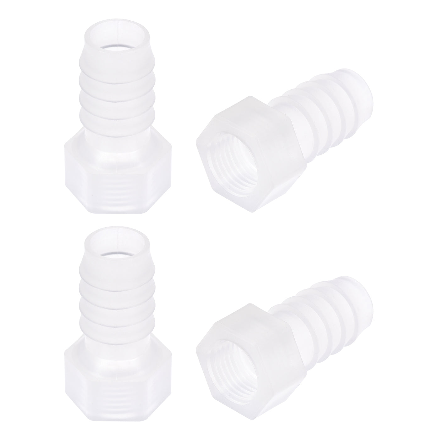 Uxcell Uxcell Polypropylene Hose Barb Fitting Coupler, 8mm Barb x G1/4 Female Thread Pipe Adapter, Translucent 4Pcs