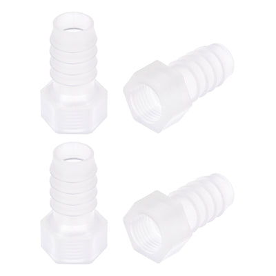 Harfington Uxcell Polypropylene Hose Barb Fitting Coupler, 8mm Barb x G1/4 Female Thread Pipe Adapter, Translucent 4Pcs