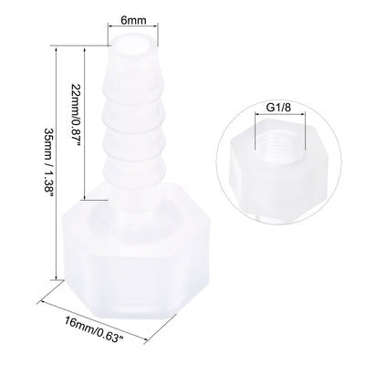 Harfington Uxcell Polypropylene Hose Barb Fitting Coupler, mm Barb x G1/8 Female Thread Pipe Adapter, Translucent 2Pcs