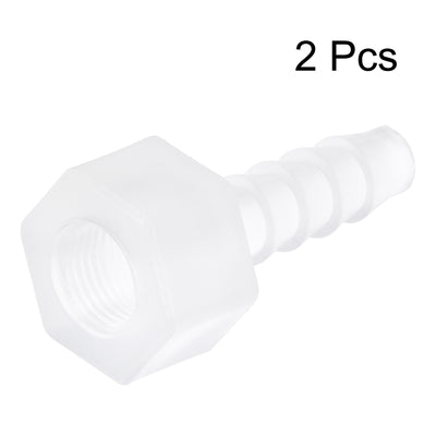 Harfington Uxcell Polypropylene Hose Barb Fitting Coupler, mm Barb x G1/8 Female Thread Pipe Adapter, Translucent 2Pcs