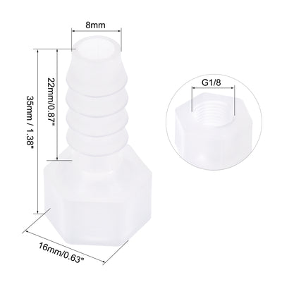 Harfington Uxcell Polypropylene Hose Barb Fitting Coupler, mm Barb x G1/8 Female Thread Pipe Adapter, Translucent 2Pcs