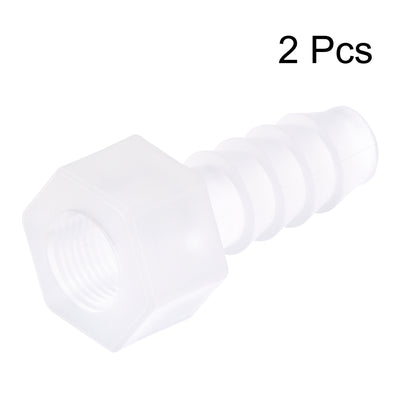 Harfington Uxcell Polypropylene Hose Barb Fitting Coupler, mm Barb x G1/8 Female Thread Pipe Adapter, Translucent 2Pcs