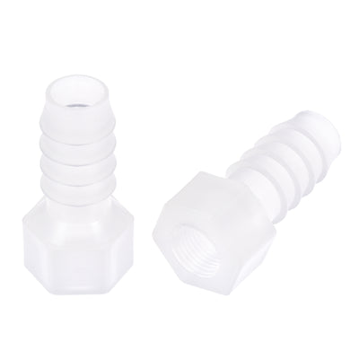 Harfington Uxcell Polypropylene Hose Barb Fitting Coupler, mm Barb x G1/8 Female Thread Pipe Adapter, Translucent 2Pcs