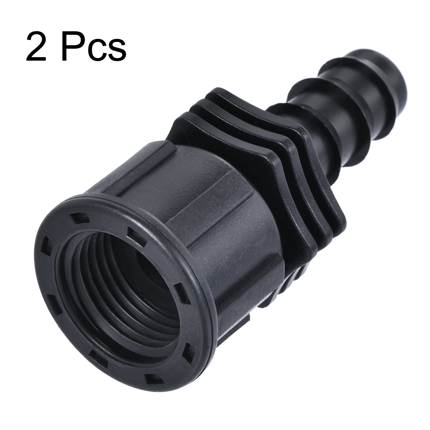 uxcell Uxcell ABS Hose Barb Fitting Coupler, 13mm Barb x G1/2 Female Thread Pipe Adapter, Black 2Pcs