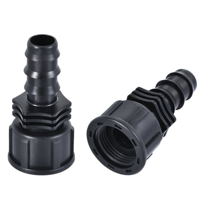 uxcell Uxcell ABS Hose Barb Fitting Coupler, 16mm Barb x G3/4 Female Thread Pipe Adapter, Black 2Pcs