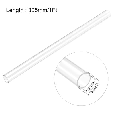 Harfington Uxcell PC Rigid Round Clear Tubing 8mm(0.31 Inch)IDx10mm(0.4 Inch)ODx305mm(1Ft) Length Plastic Tube