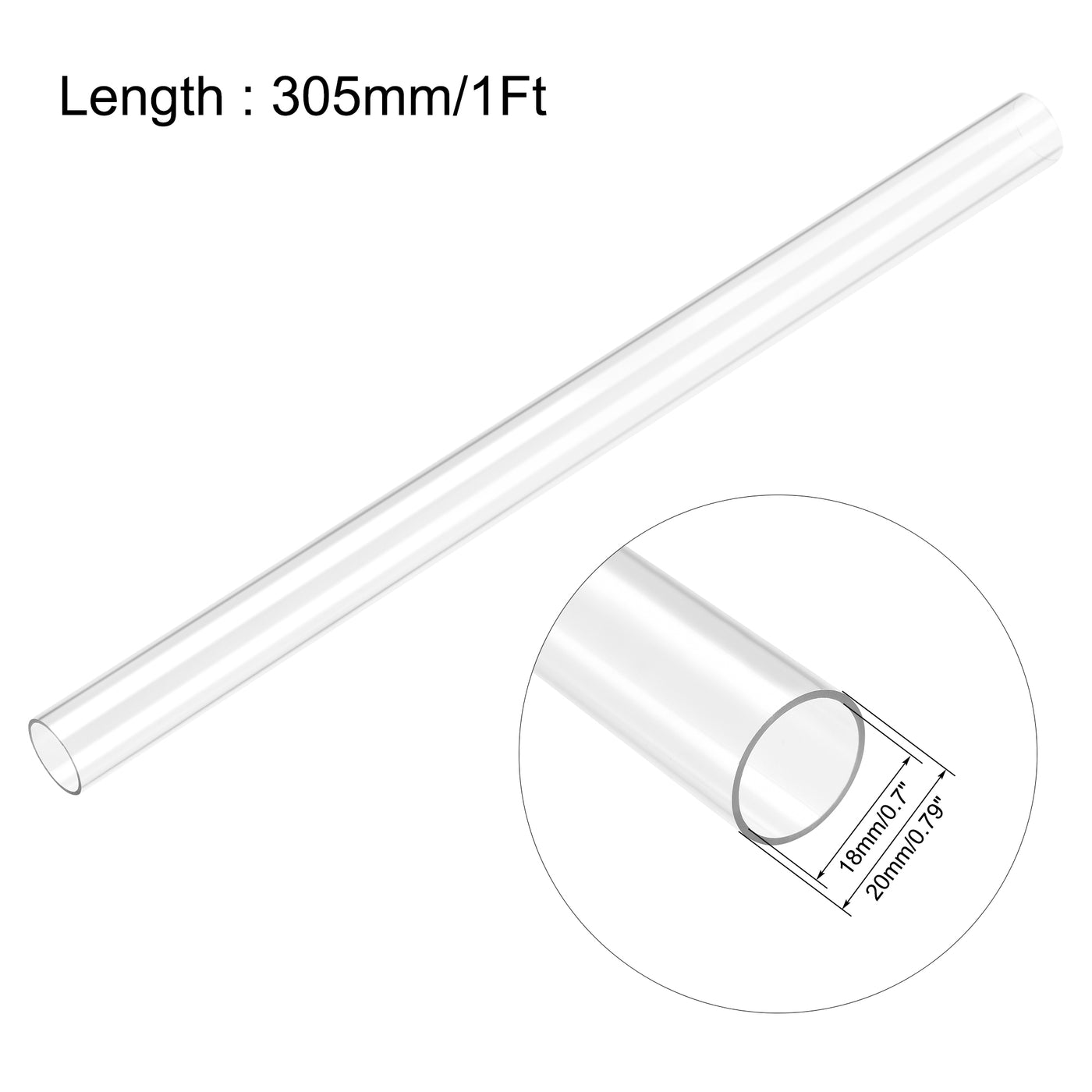 Uxcell Uxcell PC Rigid Round Clear Tubing 8mm(0.31 Inch)IDx10mm(0.4 Inch)ODx305mm(1Ft) Length Plastic Tube