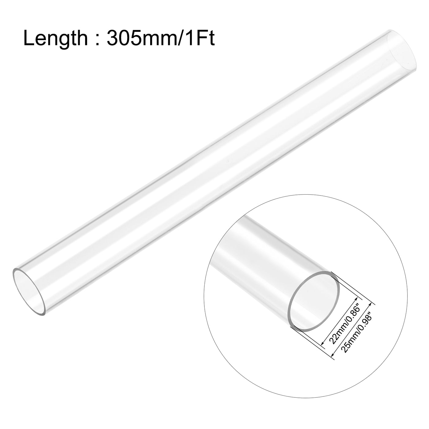 Uxcell Uxcell PC Rigid Round Clear Tubing 8mm(0.31 Inch)IDx10mm(0.4 Inch)ODx305mm(1Ft) Length Plastic Tube