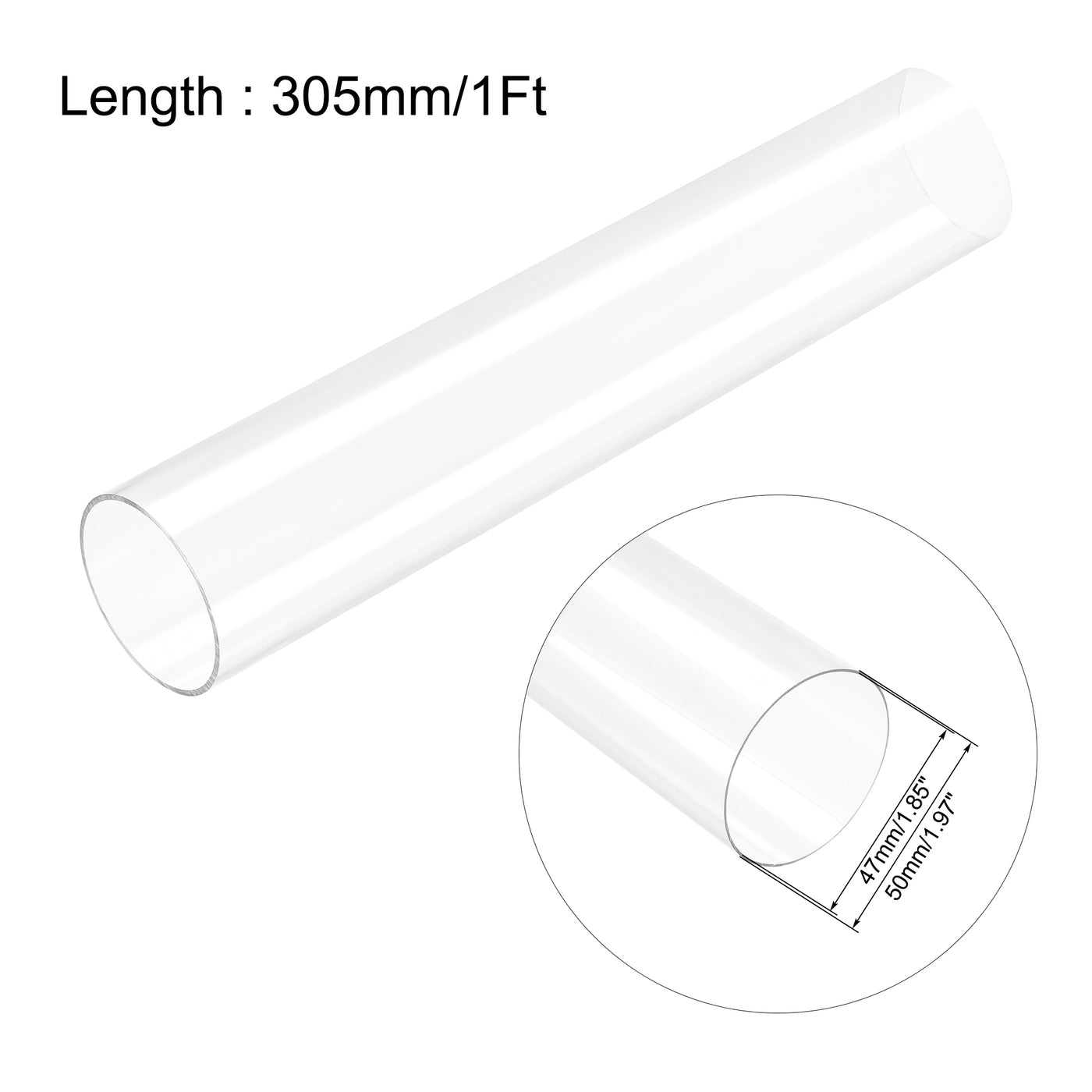 Uxcell Uxcell PC Rigid Round Clear Tubing 8mm(0.31 Inch)IDx10mm(0.4 Inch)ODx305mm(1Ft) Length Plastic Tube