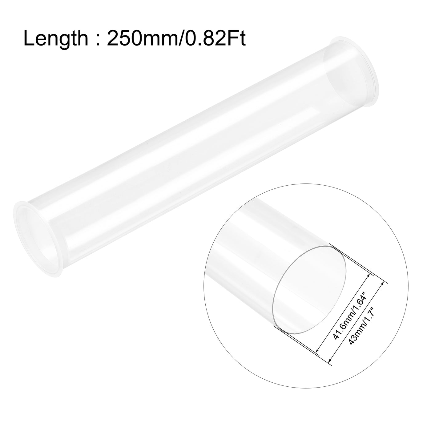 uxcell Uxcell Clear Rigid Storage Tubing with White Lids Round Plastic Polycarbonate Tube