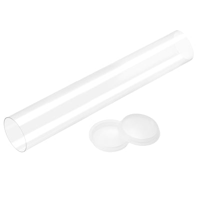 Harfington Uxcell Clear Rigid Storage Tubing with White Lids Round Plastic Polycarbonate Tube