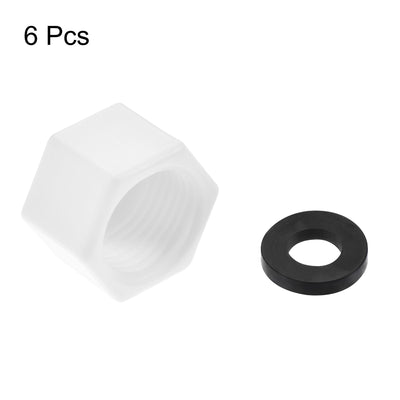 Harfington Uxcell G1/2 Pipe Fitting Cap, PPR Hex Female Thread Hose Connector with Gasket, for Garden and Outdoor Water Pipes End, White 6Pcs