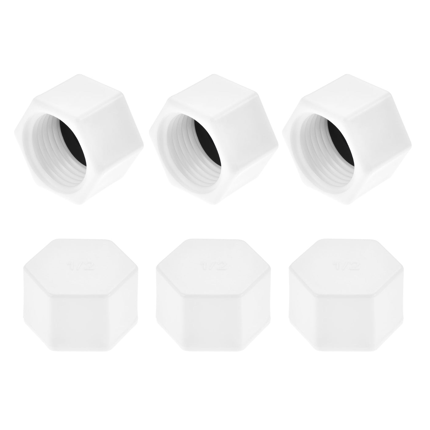 uxcell Uxcell G1/2 Pipe Fitting Cap, PPR Hex Female Thread Hose Connector with Gasket, for Garden and Outdoor Water Pipes End, White 6Pcs