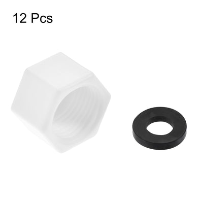 Harfington Uxcell G1/2 Pipe Fitting Cap, PPR Hex Female Thread Hose Connector with Gasket, for Garden and Outdoor Water Pipes End, White 12Pcs