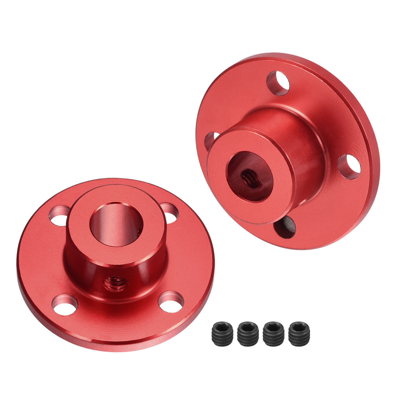 Uxcell Uxcell 8mm Dia H13xD10 Rigid Flange Coupling Motor Shaft Coupler DIY Red 2pcs