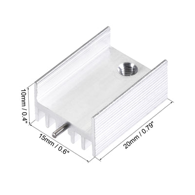 Harfington Uxcell 20x15x10mm TO-220 Aluminum Heatsink for Cooling MOSFET Transistor Diodes with a Support Pin 10pcs