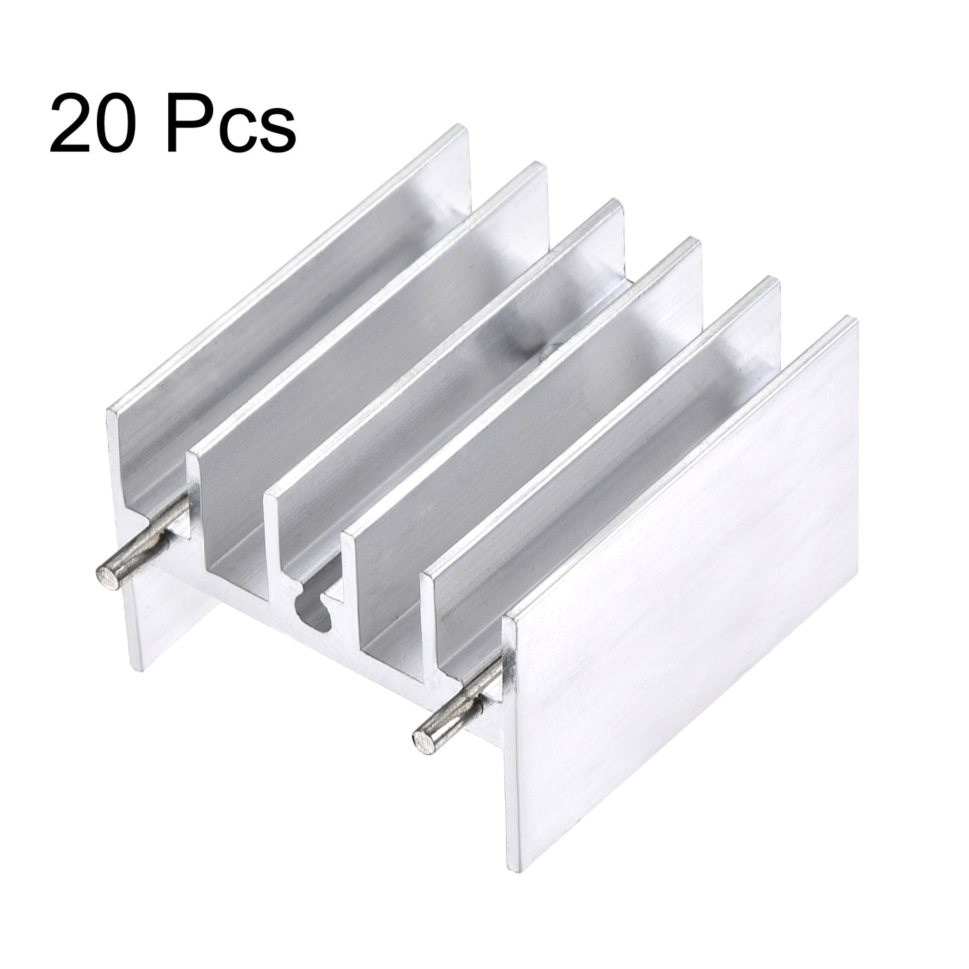 uxcell Uxcell 25x23x16mm TO-220 Aluminum Heatsink for Cooling MOSFET Transistor Diodes with 2 Support Pin Silver Tone 20pcs