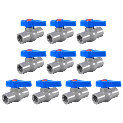 Uxcell Uxcell Ball Valve, G1/2 Female Thread PVC Valve for Aquarium Setup, Sump Pump, Pool, Garden Sprinkler White Blue 10Pcs