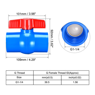 Harfington Uxcell Ball Valve, G3/4 Female Thread PVC Valve for Aquarium Setup, Sump Pump, Pool, Garden Sprinkler Blue Red 2Pcs