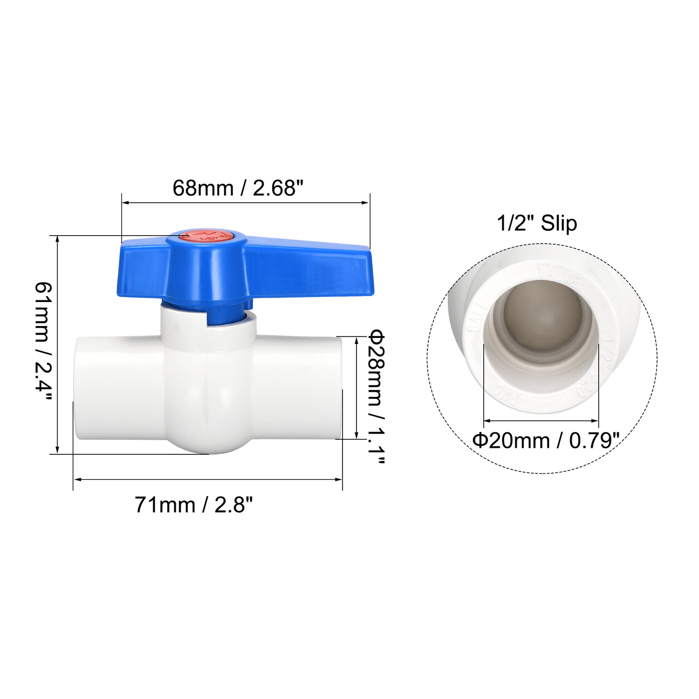 uxcell Uxcell Ball Valve, Slip PVC Socket End Valve for Aquarium Setup, Sump Pump, Pool, Garden Sprinkler 10Pcs