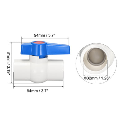 Harfington Uxcell Ball Valve,  PVC Socket End Valve for Aquarium Setup, Sump Pump, Pool, Garden Sprinkler  5Pcs