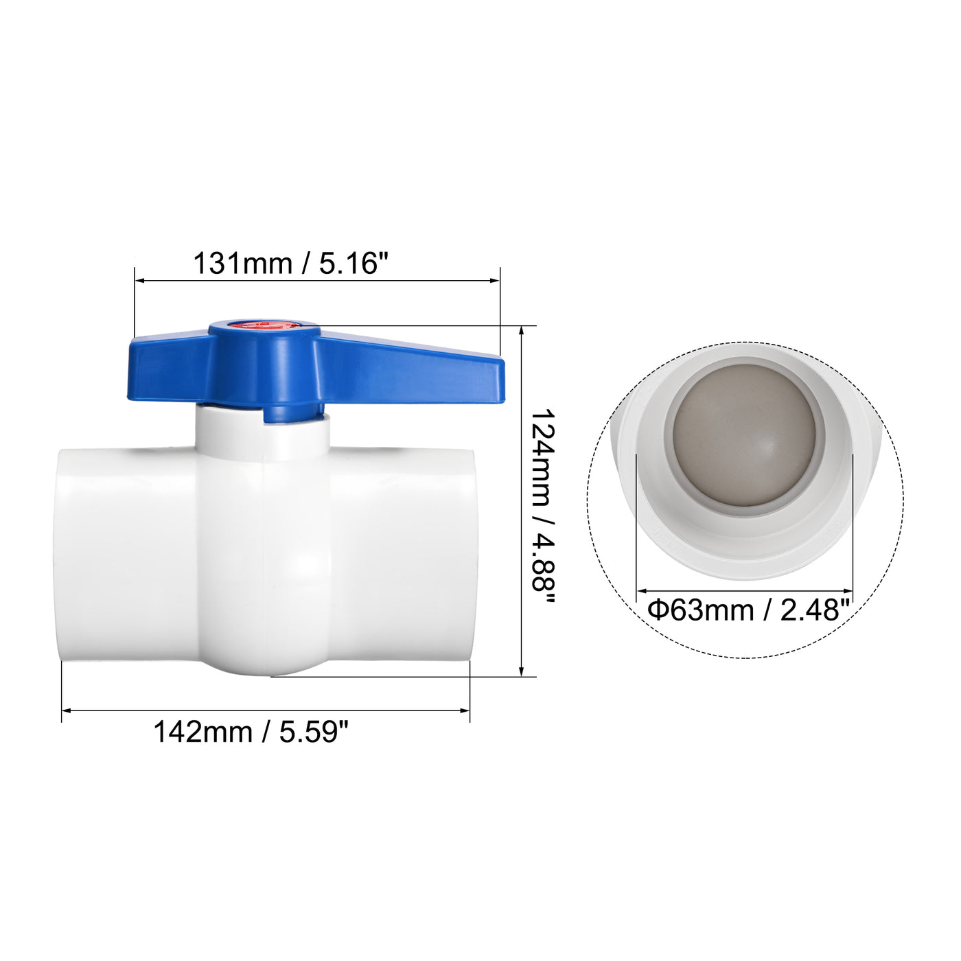 uxcell Uxcell Ball Valve, PVC Socket End Valve for Aquarium Setup, Sump Pump, Pool, Garden Sprinkler