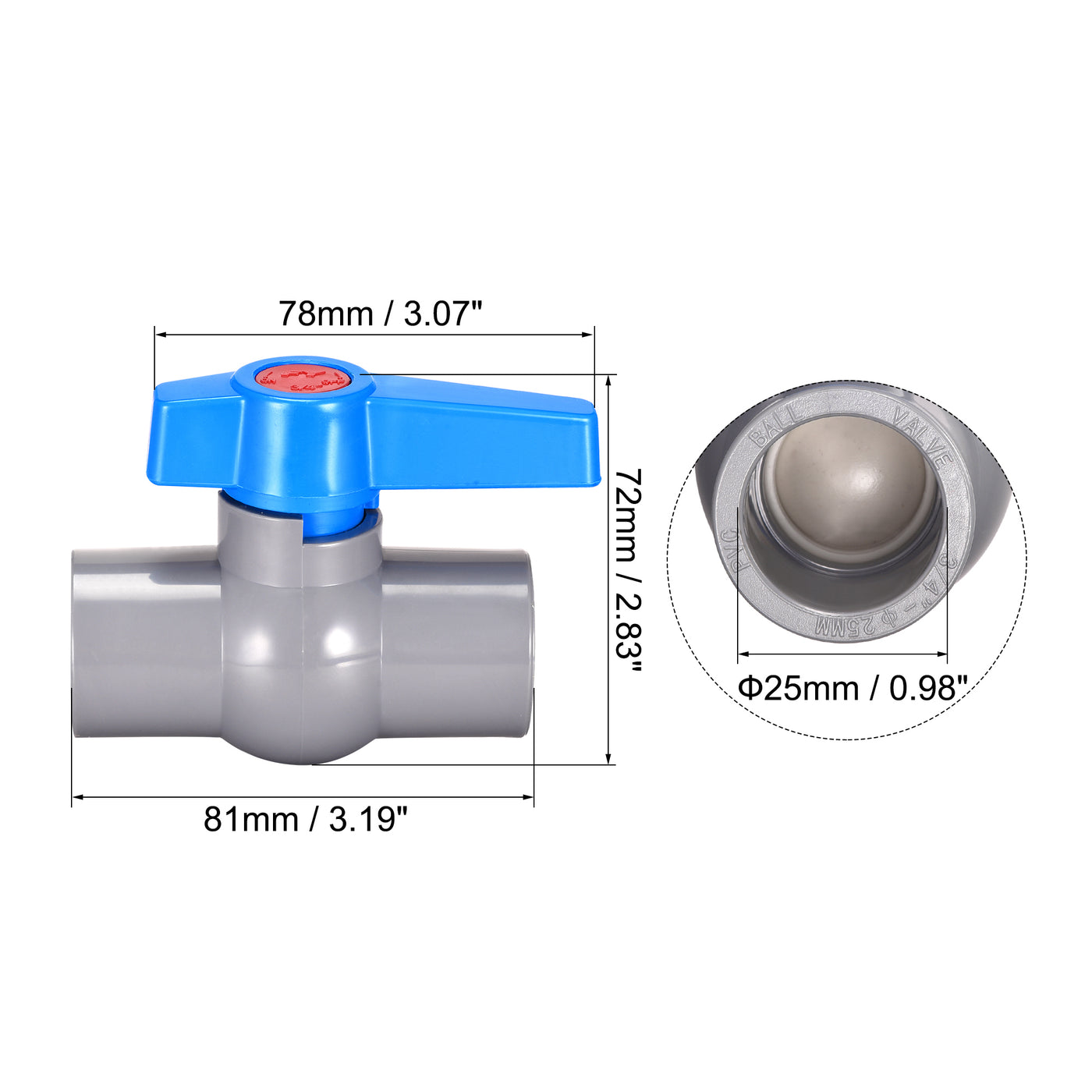 uxcell Uxcell Ball Valve, PVC Socket End Valve for Aquarium Setup, Sump Pump, Pool, Garden Sprinkler