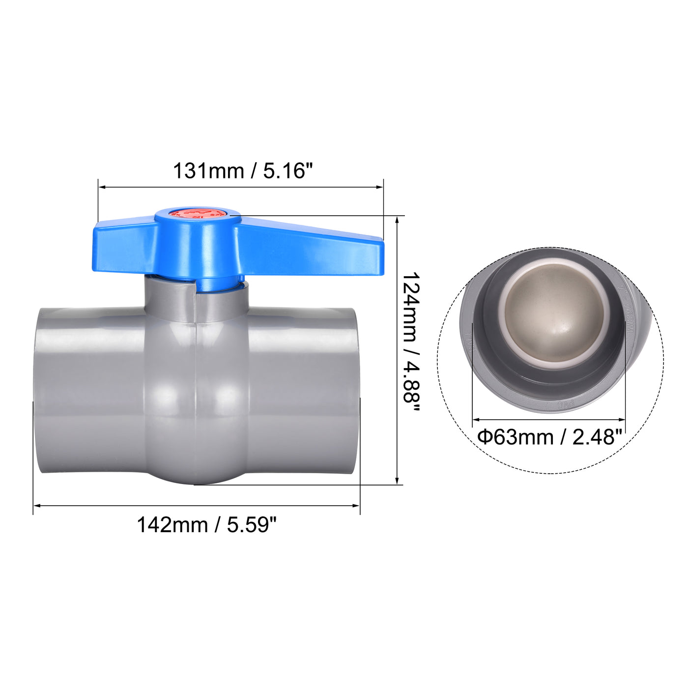 uxcell Uxcell Ball Valve, PVC Socket End Valve for Aquarium Setup, Sump Pump, Pool, Garden Sprinkler