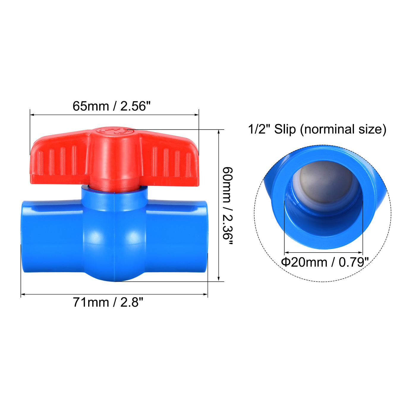 uxcell Uxcell Ball Valve, 20mm PVC Socket End Valve for Aquarium Setup, Sump Pump, Pool, Garden Sprinkler Blue Red 10Pcs