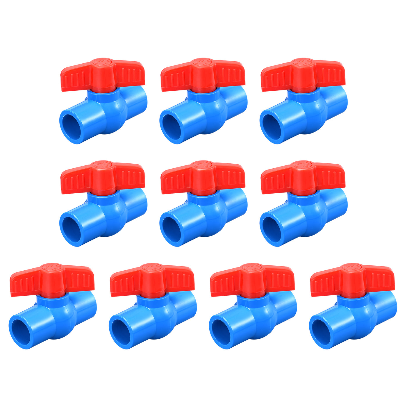 uxcell Uxcell Ball Valve, 20mm PVC Socket End Valve for Aquarium Setup, Sump Pump, Pool, Garden Sprinkler Blue Red 10Pcs