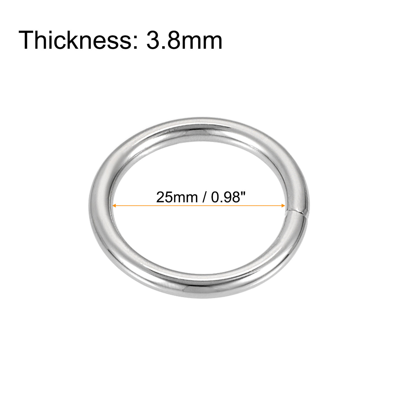 uxcell Uxcell Metal O Ring 25mm(0.98") ID 3.8mm Thickness Non-Welded Rings Silver Tone 10pcs