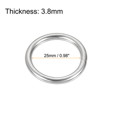 Harfington Uxcell Metal O Ring 25mm(0.98") ID 3.8mm Thickness Non-Welded Rings Silver Tone 10pcs