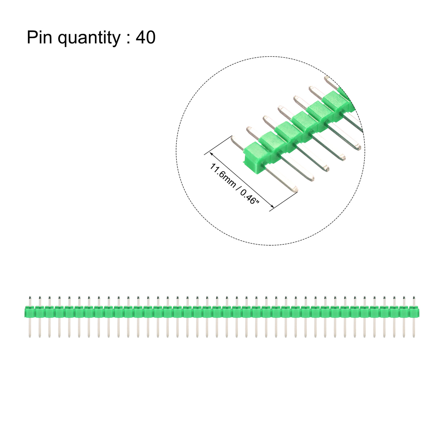 uxcell Uxcell 10pcs Male Pin Header,40 Pin 2.54mm Straight Single Row PCB Pin Strip,Green