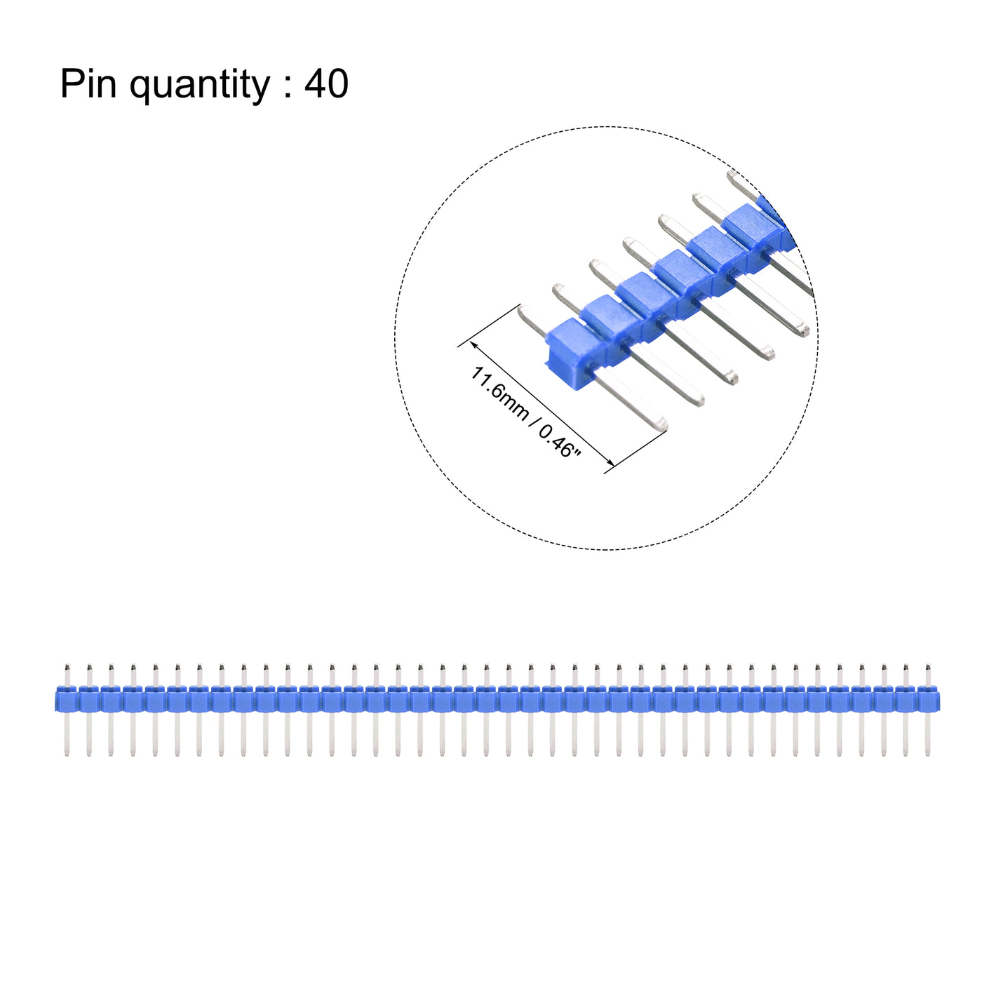 uxcell Uxcell 5pcs Male Pin Header,40 Pin 2.54mm Straight Single Row PCB Pin Strip,Blue