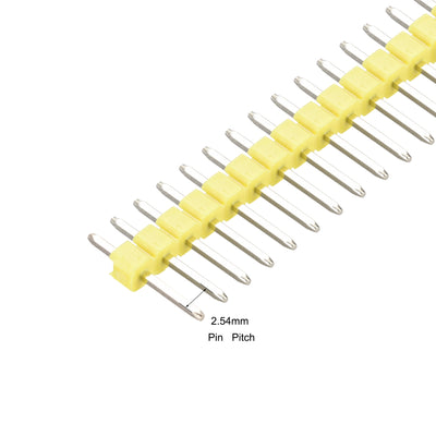 Harfington Uxcell 20pcs Male Pin Header,40 Pin 2.54mm Straight Single Row PCB Pin Strip,Yellow