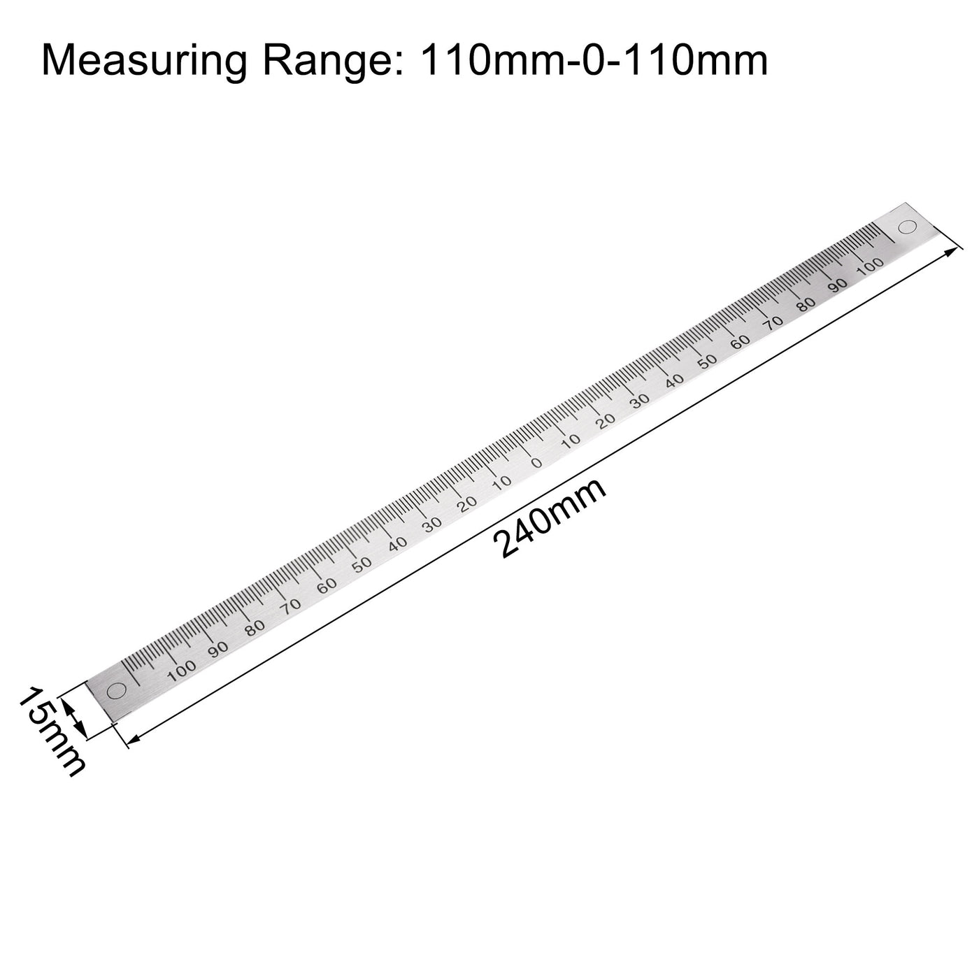 uxcell Uxcell Center Finding Ruler 110mm-0-110mm Table Sticky Adhesive Tape Measure, Aluminum Track Ruler with Holes, (from the middle).