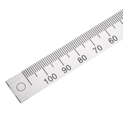 Harfington Uxcell Center Finding Ruler 110mm-0-110mm Table Sticky Adhesive Tape Measure, Aluminum Track Ruler with Holes, (from the middle).