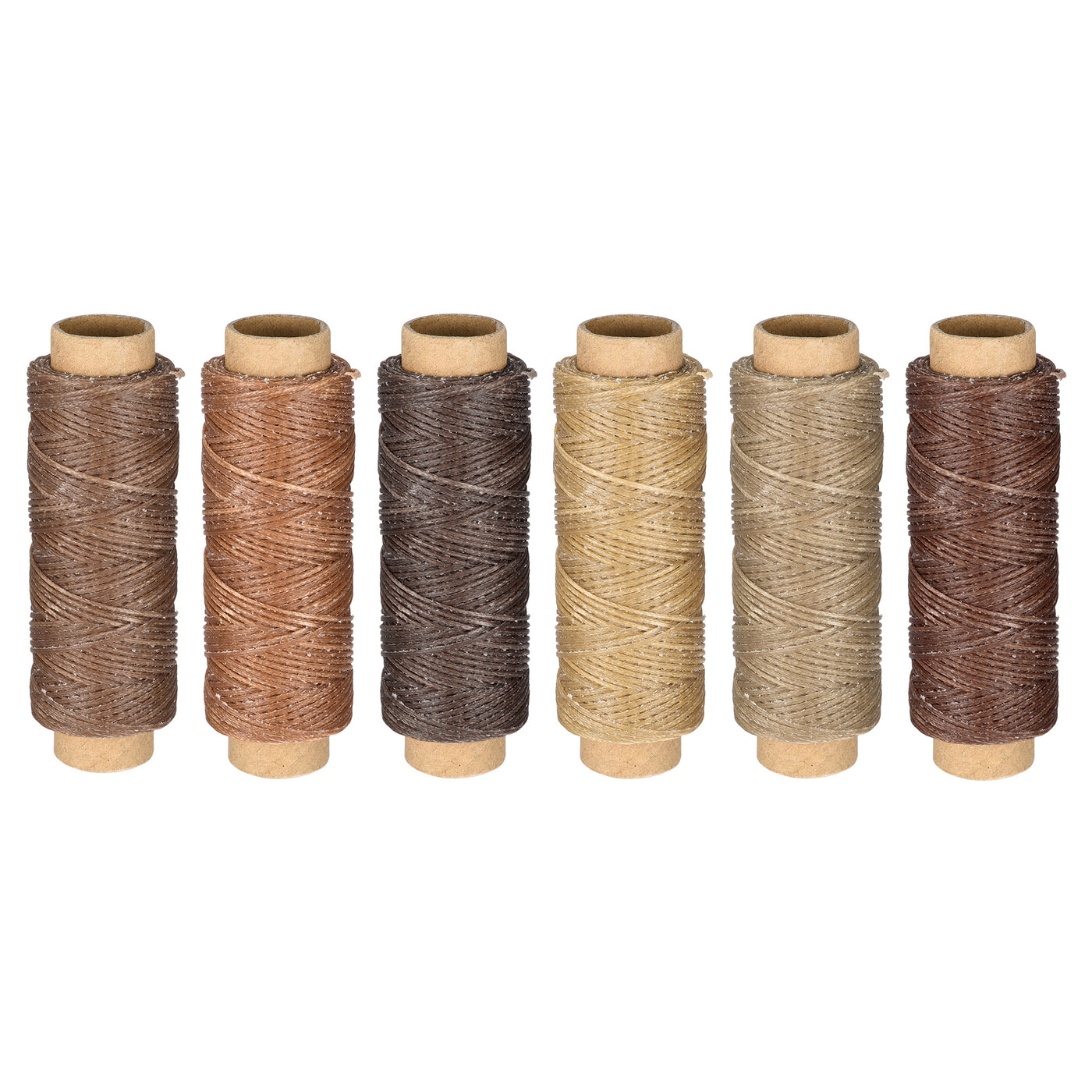 uxcell Uxcell Leather Sewing Thread Set 55 Yards 150D/1mm Polyester Flat Waxed Cord for Hand Stitching, Craft DIY, (Wooden Colors, 6Pcs)