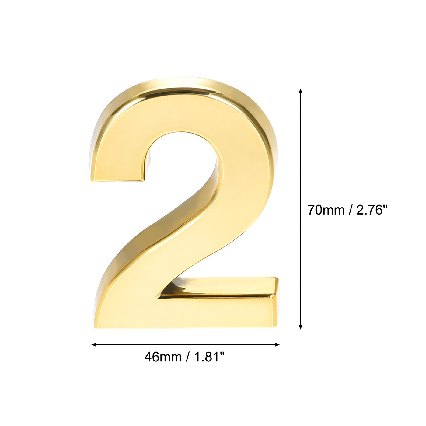 Uxcell Uxcell Self Adhesive House Number, 2.76 Inch ABS Plastic Number 3 for House Hotel Mailbox Address Sign Gold Tone 2 Pcs