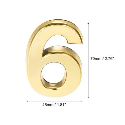 Harfington Uxcell Self Adhesive House Number, 2.76 Inch ABS Plastic Number 3 for House Hotel Mailbox Address Sign Gold Tone 2 Pcs