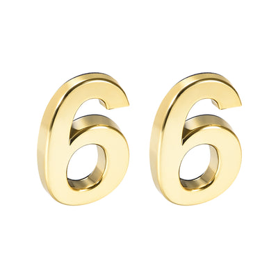 Harfington Uxcell Self Adhesive House Number, 2.76 Inch ABS Plastic Number 3 for House Hotel Mailbox Address Sign Gold Tone 2 Pcs