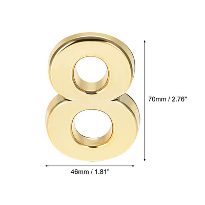 Harfington Uxcell Self Adhesive House Number, 2.76 Inch ABS Plastic Number 3 for House Hotel Mailbox Address Sign Gold Tone 2 Pcs