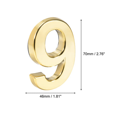 Harfington Uxcell Self Adhesive House Number, 2.76 Inch ABS Plastic Number 3 for House Hotel Mailbox Address Sign Gold Tone 2 Pcs