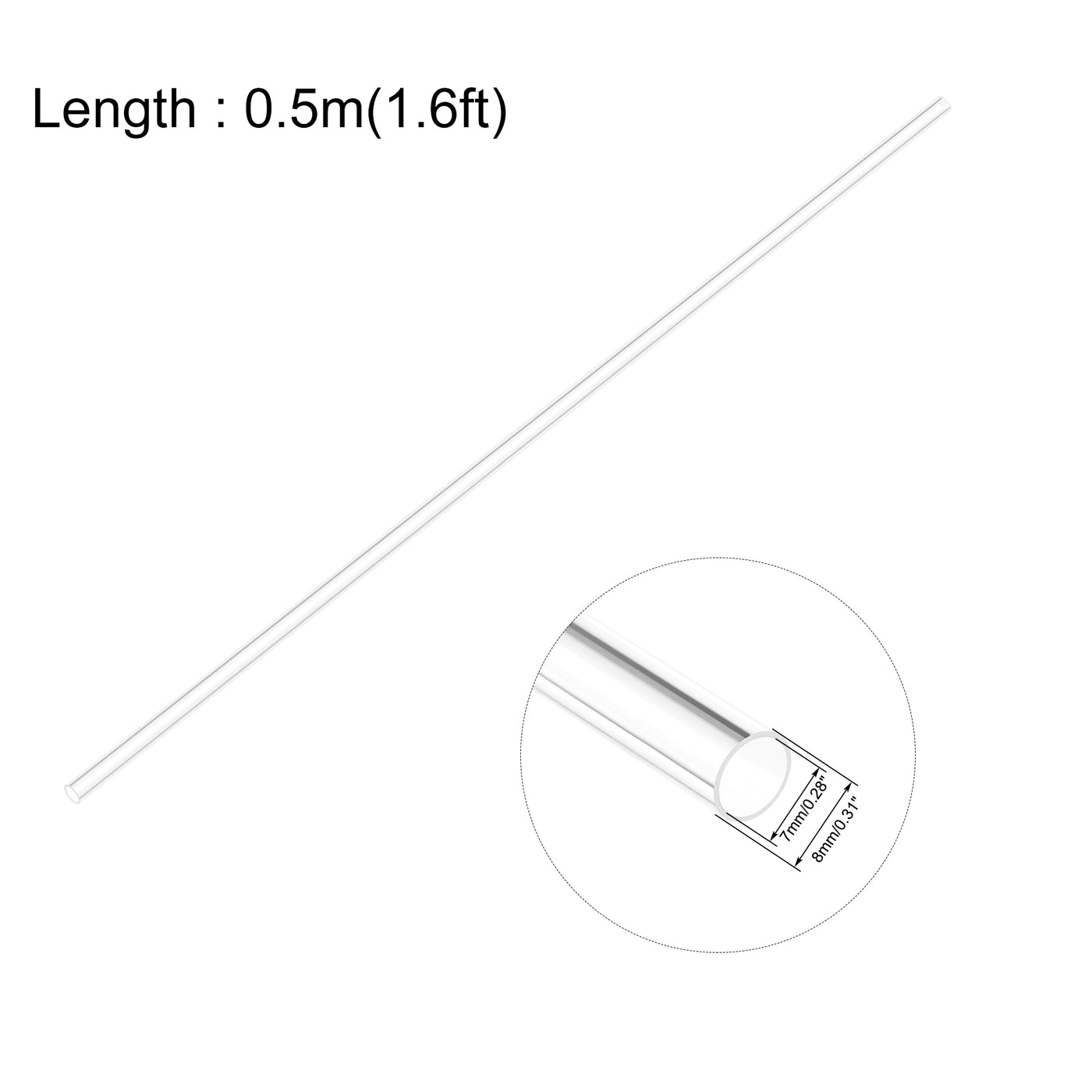 Uxcell Clear Rigid Pvc Pipe 36mm Id X 38mm X 0.5m Round Tube Tubing 