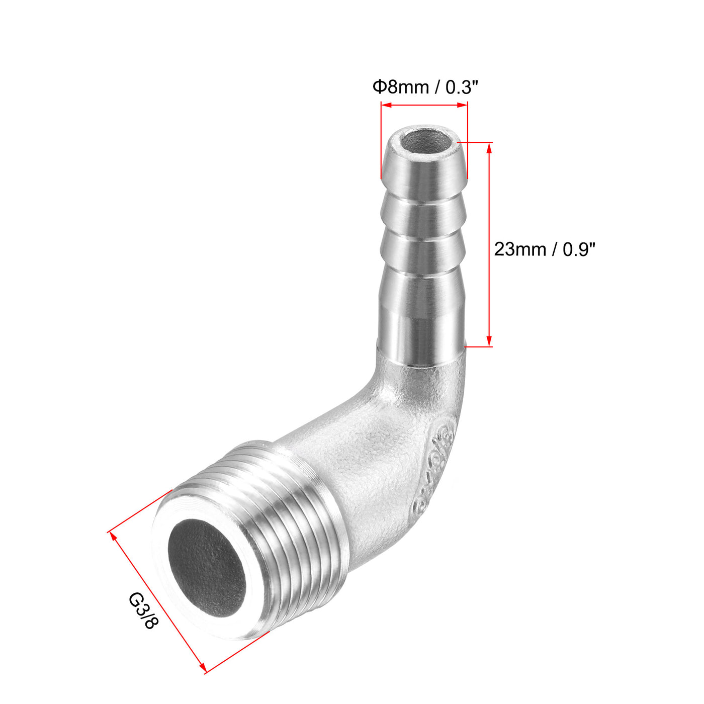 Uxcell Uxcell Stainless Steel Hose Barb Fitting Elbow 16mm x G3/8 Male Pipe Connector