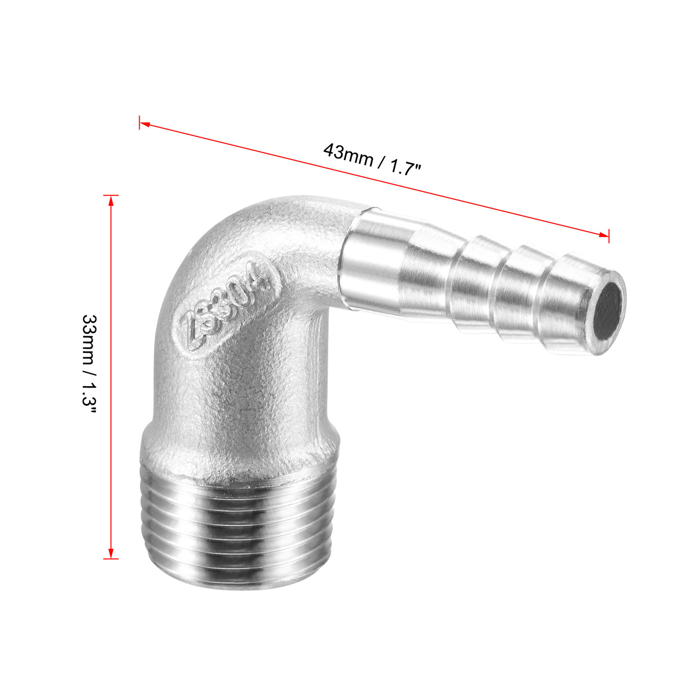 Uxcell Uxcell Stainless Steel Hose Barb Fitting Elbow 16mm x G3/8 Male Pipe Connector